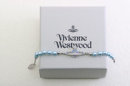 Vivienne Westwood Grey Blue Saturn Pearl Bracelet - Image 7