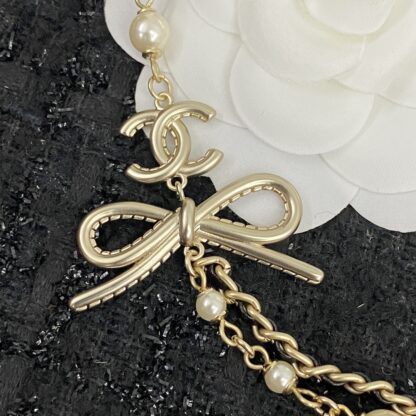 Chanel Delicate Pearl Bow Double Necklace - Image 7