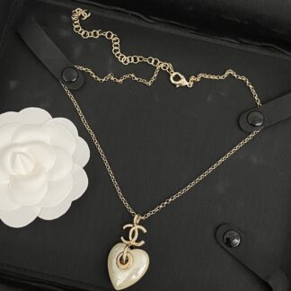 Chanel Creamy White Heart Necklace
