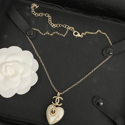 Chanel Creamy White Heart Necklace