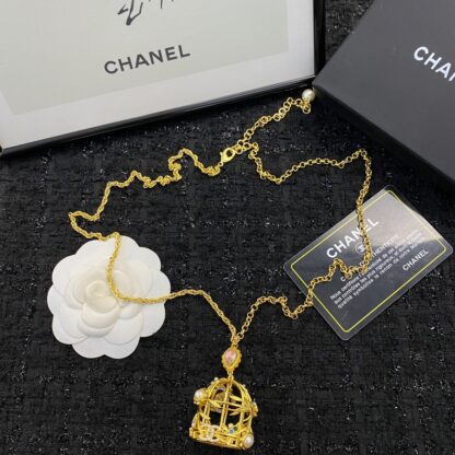 Chanel bird cage long necklace