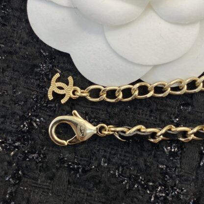 Chanel leather chain vintage heart nameplate sweater chain - Image 8