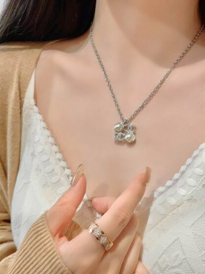 Chanel Double C Rhinestone Pearl Diamond Necklace - Image 7