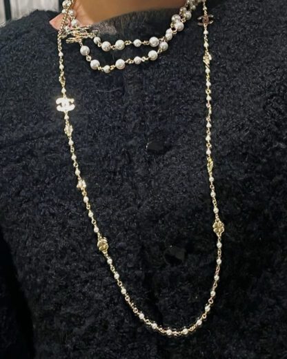 Chanel Double Pearl Rainbow Diamond Necklace - Image 8