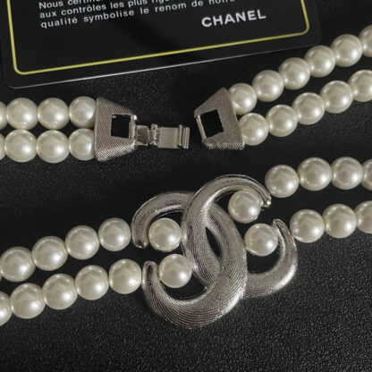 Chanel Double Pearl Double C Necklace - Image 5