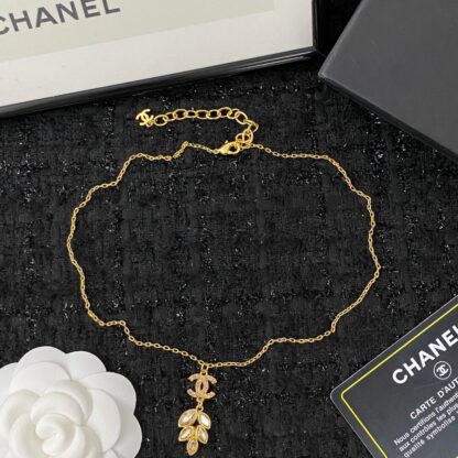 Chanel rhinestone double c wheat ear necklace - Image 7