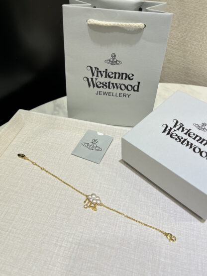 Vivienne Westwood Pearl Cloud Small Saturn Charm Bracelet - Image 7
