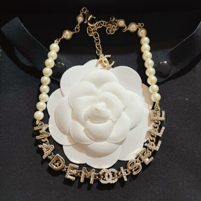 Chanel Letter Pearl Necklace - Image 5