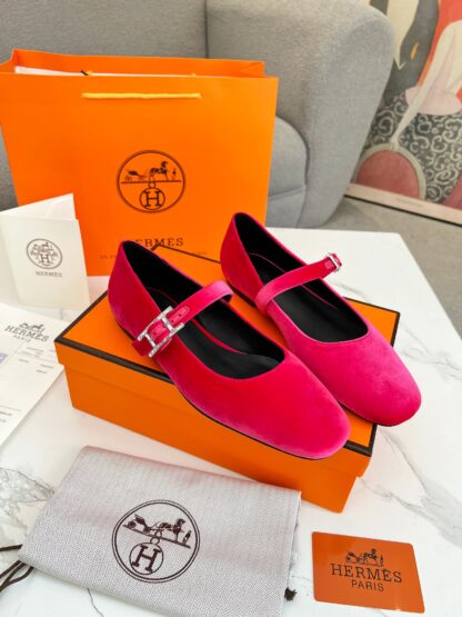 Hermès new dark pink handmade comfortable trendy loafers - Image 7