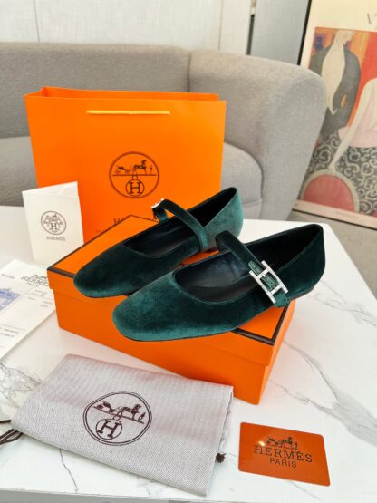 Hermès new dark green handmade comfortable trendy loafers - Image 5