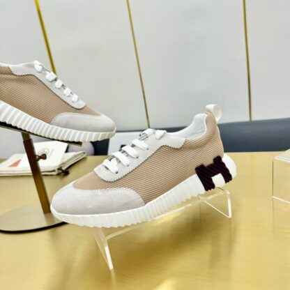 Hermès Spring and Summer Couple's Grey Apricot Colorblocking Sports Casual Shoes - Image 7