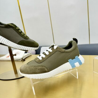 Hermes Spring and Summer Couple's Green and White Color Matching Sports Casual Shoes - Image 7