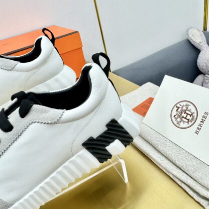 Hermes Spring and Summer Couple's White, Gray and Black Color Matching Sports Casual Shoes - Image 7