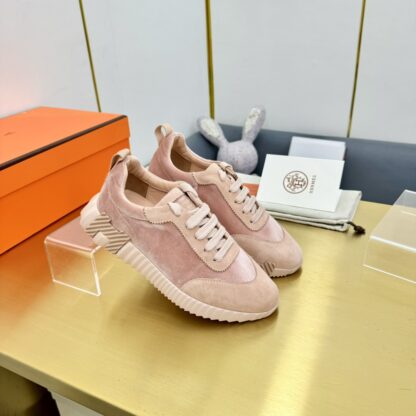 Hermès Spring and Summer Couple's Pink Apricot Color Matching Sports Casual Shoes - Image 7
