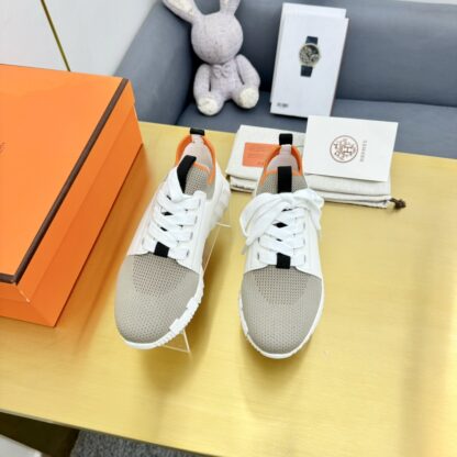 Hermes Spring and Summer Couples White Apricot Orange Colorblock Breathable and Durable Sports Casual Shoes - Image 7