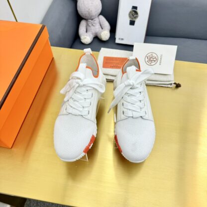 Hermes Spring and Summer Couples White and Orange Colorblock Breathable and Durable Sports Casual Shoes - Image 7