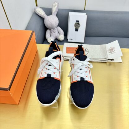 Hermès Spring and Summer Couples Blue and Orange Colorblock Breathable and Durable Sports Casual Shoes - Image 7