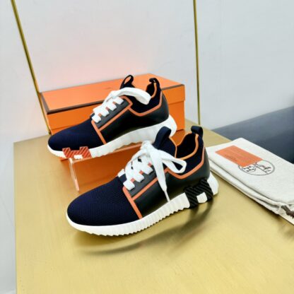 Hermes Spring and Summer Couple's Black, Orange and White Colorblock Breathable and Durable Sports Casual Shoes - Image 7