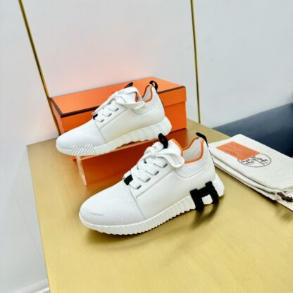 Hermes Spring and Summer Couples' White, Black and Orange Colorblock Breathable and Durable Sports Casual Shoes - Image 7