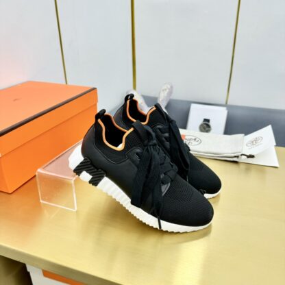 Hermes Spring and Summer Couples British Black, Orange and White Colorblock Breathable and Durable Sports Casual Shoes - Image 6