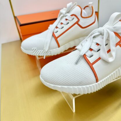Hermes Spring and Summer Couples British White and Orange Colorblock Breathable and Durable Sports Casual Shoes - Image 7