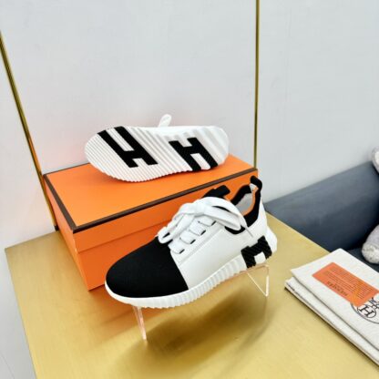 Hermes Spring and Summer Couples British Black and White Color Matching Breathable and Durable Sports Casual Shoes - Image 7
