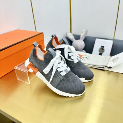 Hermes Spring and Summer Couples British Gray and Orange Colorblock Breathable and Durable Sports Casual Shoes - Image 7