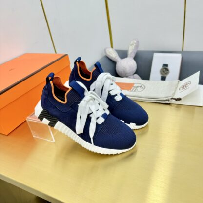 Hermes Spring and Summer Couples British Blue and White Color Matching Breathable and Durable Sports Casual Shoes - Image 7