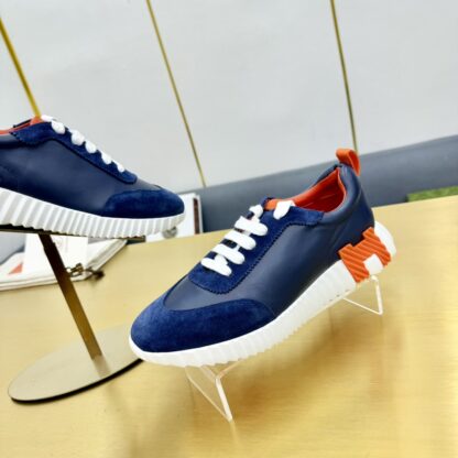 Hermès Spring and Summer Couples' British Blue and Orange Colorblocking Sports Casual Shoes - Image 7