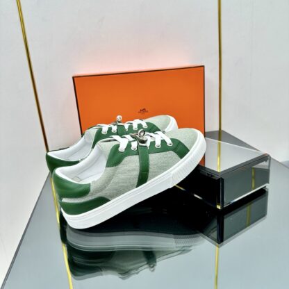 Hermes green and white couple's lace-up thick-soled fashionable casual shoes - Image 7