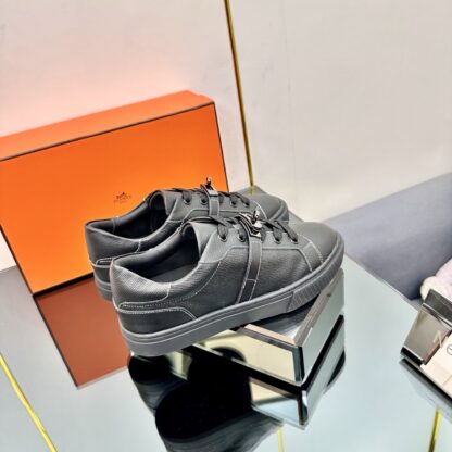 Hermes black couple's lace-up thick-soled fashionable casual shoes - Image 7