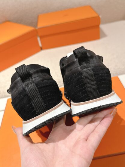 Hermès black goatskin contrasting sneakers, 2cm thick sole - Image 7