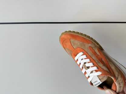 Hermès brown and orange goatskin contrasting sneakers, 2cm thick sole - Image 7