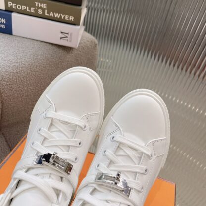 Hermes Kelly buckle pure white high top casual shoes - Image 7