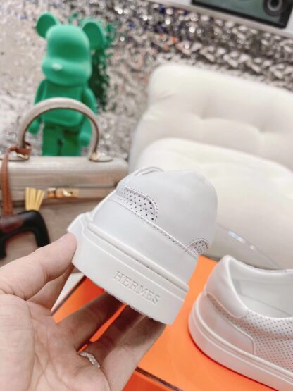 Hermes white latest kelly shoe buckle classic flat casual shoes - Image 7