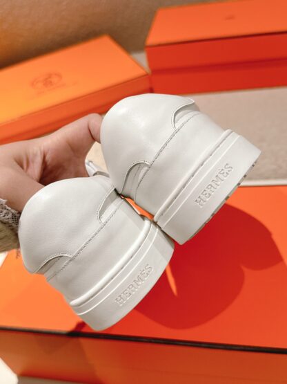 Hermes pure white latest kelly shoe buckle classic flat casual shoes - Image 7
