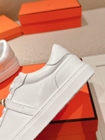 Hermès couple's white gold Kelly buckle classic flat casual shoes - Image 7