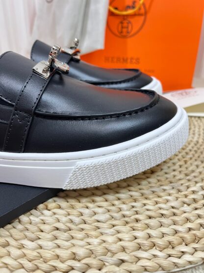 Hermes kelly shoe buckle black stylish noble casual loafers - Image 7