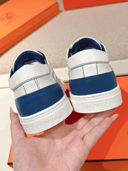 Hermes couple white and blue fashion retro casual skateboard shoes - Image 8