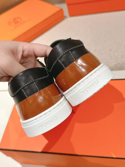 Hermes couple black brown fashion retro casual skateboard shoes - Image 8