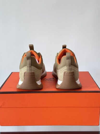 Hermès lightweight and versatile fashion apricot orange color matching sneakers - Image 8