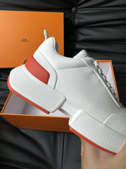 Hermès white and orange color matching high-end noble casual shoes - Image 8