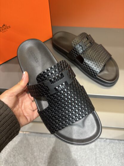 Hermes summer black pure handmade high-end sandals - Image 8