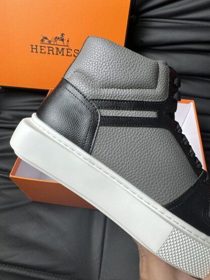 Hermes high-end noble gray and black high-top casual shoes - Image 8