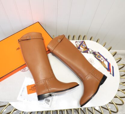 Hermes classic kelly buckle dark brown fashion mid-calf boots - Image 8