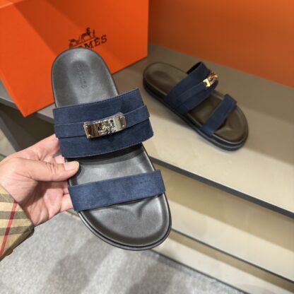 Hermes summer blue pure handmade high-end sandals - Image 8