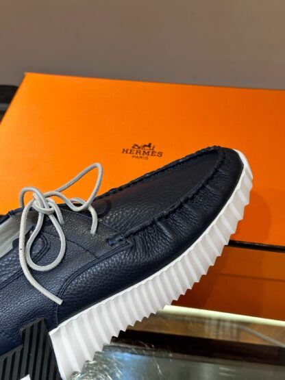 Hermes men's lace-up dark blue versatile simple casual sports shoes - Image 8