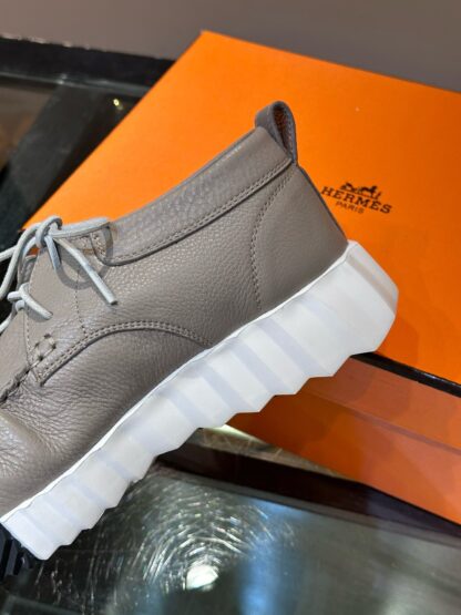 Hermès men's lace-up apricot grey versatile simple casual sneakers - Image 8