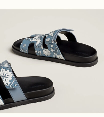 Hermès couple light blue and white woven sandals - Image 5