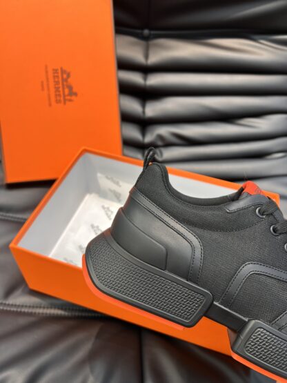 Hermes Men's Black Soft and Comfortable Casual Sneakers - Image 8